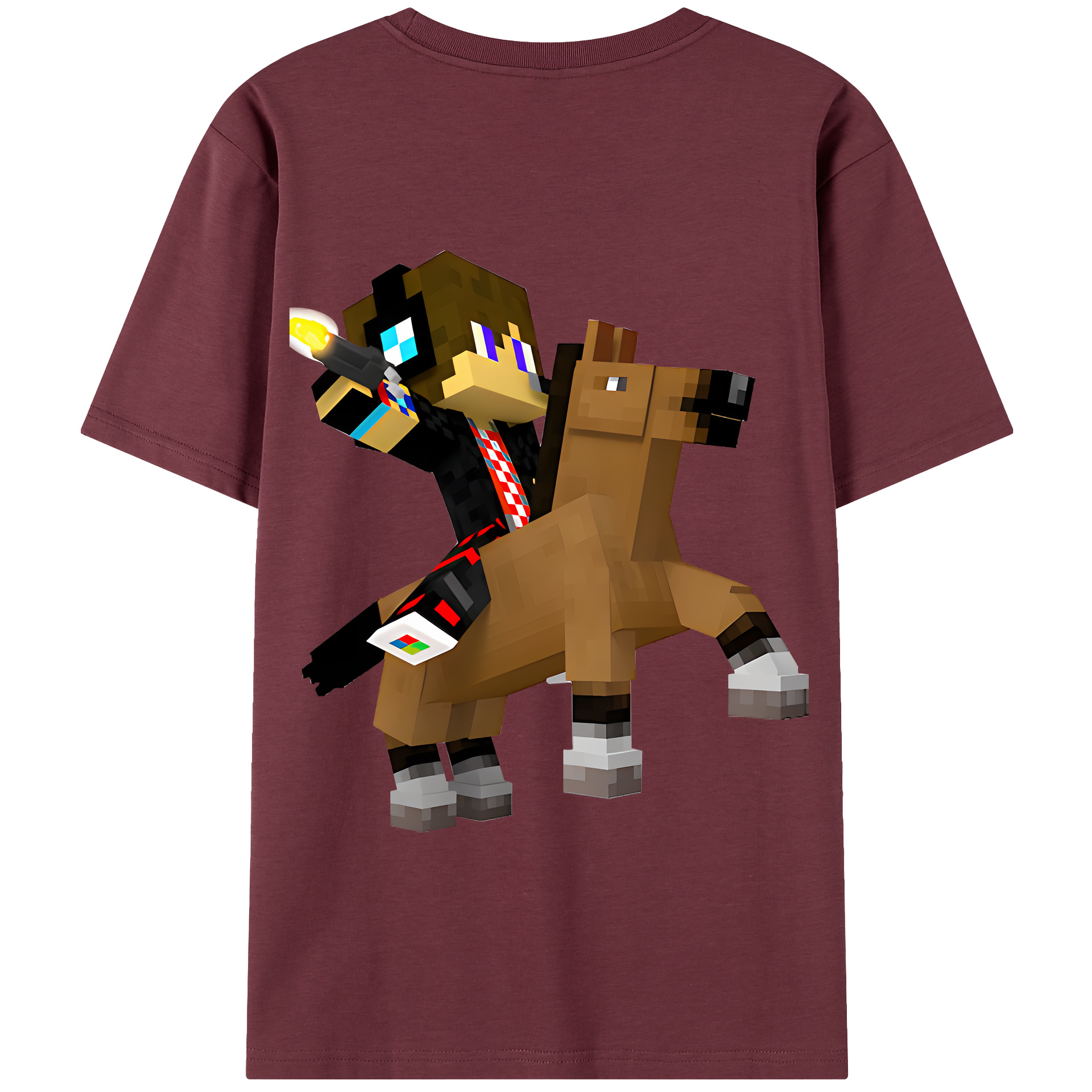 （画像用） マインクラフト ブロックの世界 Minecraft MC Block world 綿100％半袖Tシャツ（背面プリント）